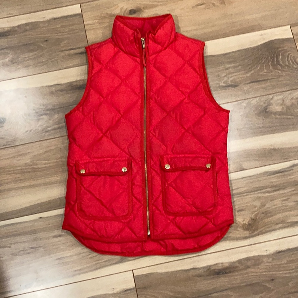 J.Crew red quilted down vest